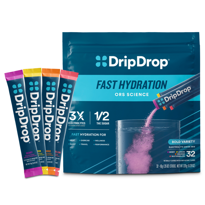 DripDrop Bold Variety Pack Electrolyte Powder, 8 oz sticks, 32 count